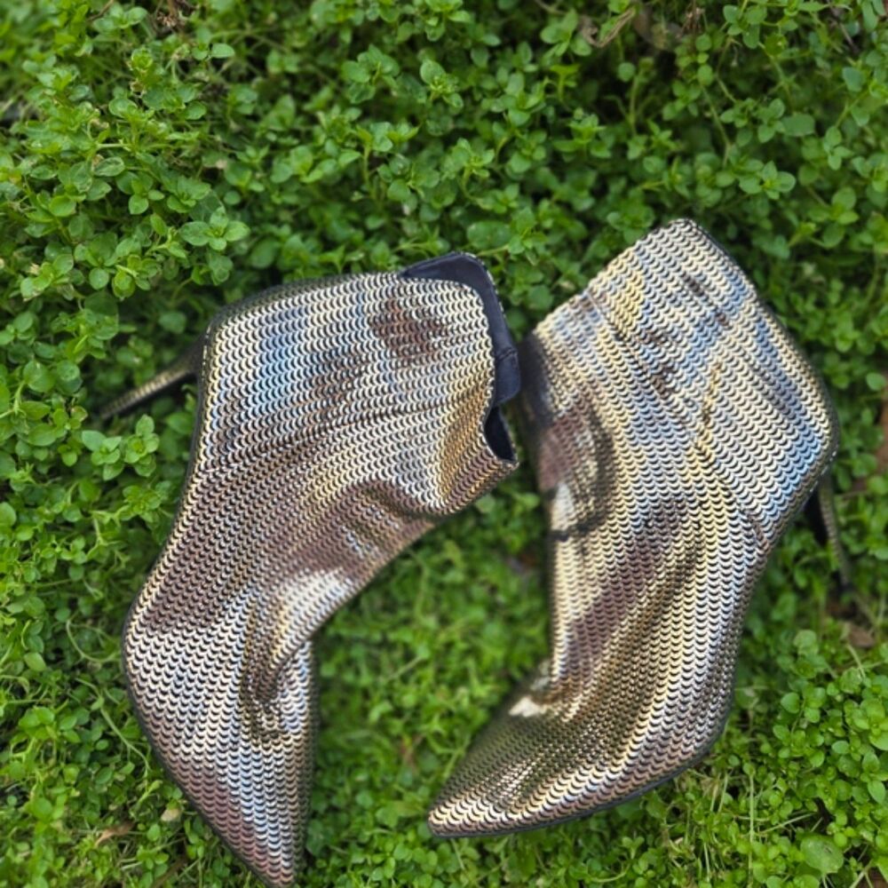 Steve Madden Metallic Scale Ankle Boots | Women’s 9 | Pointed Toe Stiletto Heel